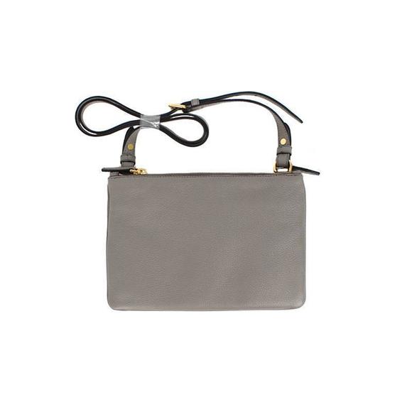 Prada Vitello Phenix Argilla Gray Leather Logo Plaque Crossbody - Picture 8 of 10